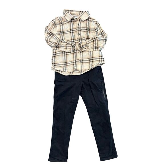 EUC 5T Boys Fall Outfit – Flannel & Pants - Picture 1 of 5